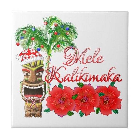 Santa Claus Tiki Mele Kalikimaka タイル (正面)