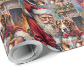 Santa Claus Treeing Walker Coonhound Christmas Art ラッピングペーパー (ロールコーナー)