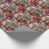 Santa Claus Treeing Walker Coonhound Christmas Art ラッピングペーパー (角)