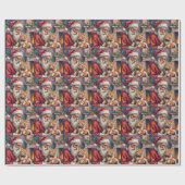 Santa Claus Turkish Angora Cat Christmas Art ラッピングペーパー (フラット)