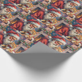 Santa Claus Turkish Angora Cat Christmas Art ラッピングペーパー (角)