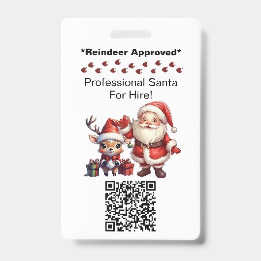 Santa Claus Two Sides Business Card Edit QR Code バッジ (正面)
