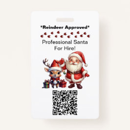 Santa Claus Two Sides Business Card Edit QR Code バッジ