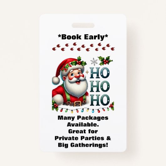 Santa Claus Two Sides Business Card Edit QR Code バッジ (裏面)