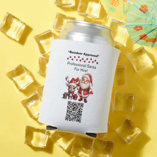 Santa Claus Two Sides Business Card Edit QR Code 缶クーラー (インサイチュ 夏)