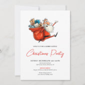 Santa Claus Watercolor Funny Holiday Party Invites 招待状 (正面)