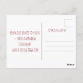 Santa Claus waving cheerfully from a snowy window ポストカード (裏面)