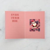 Santa Claus Waving Mid-Century Modern Holiday Fun カード (内部)