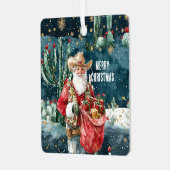 Santa Claus Western Cowboy Christmas メタルオーナメント (正面左)