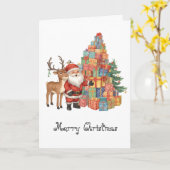 Santa Claus whimsical Folded Greeting Card カード (黄色い花)