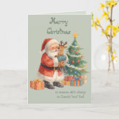 Santa Claus Wishes & whimsical Christmas Card カード (黄色い花)
