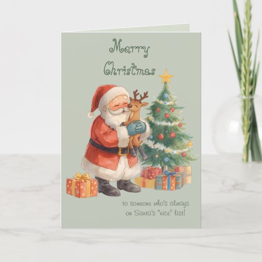 Santa Claus Wishes & whimsical Christmas Card カード (正面)
