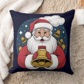  Santa Claus with Bells Christmas Pillow クッション (ブランケット)