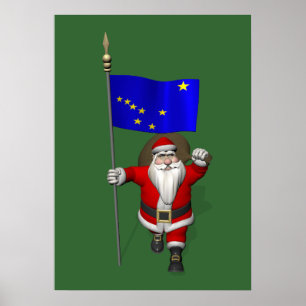 Santa Claus With Ensign Of Alaska ポスター