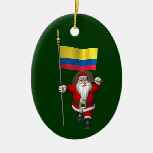 Santa Claus With Ensign Of Colombia セラミックオーナメント (正面)