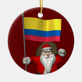 Santa Claus With Ensign Of Colombia セラミックオーナメント
