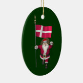 Santa Claus With Ensign Of Denmark Dannebrog セラミックオーナメント (右)