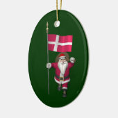 Santa Claus With Ensign Of Denmark Dannebrog セラミックオーナメント (左)