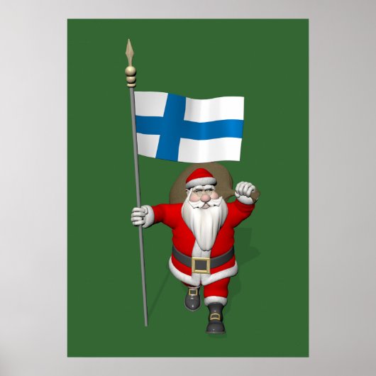 Santa Claus With Ensign Of Finland ポスター (正面)