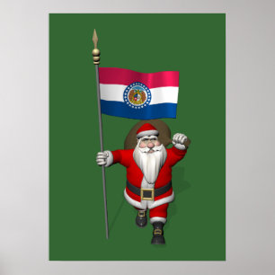 Santa Claus With Ensign Of Missouri ポスター