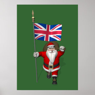 Santa Claus With Ensign Of The UK ポスター