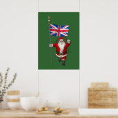 Santa Claus With Ensign Of The UK ポスター (キッチン)