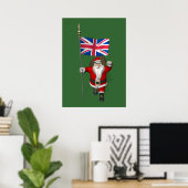 Santa Claus With Ensign Of The UK ポスター (ホームオフィス)