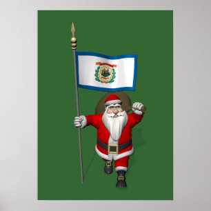 Santa Claus With Ensign Of West Virginia ポスター