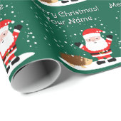 Santa Claus with hedgehog cartoon kid's Christmas ラッピングペーパー (ロールコーナー)