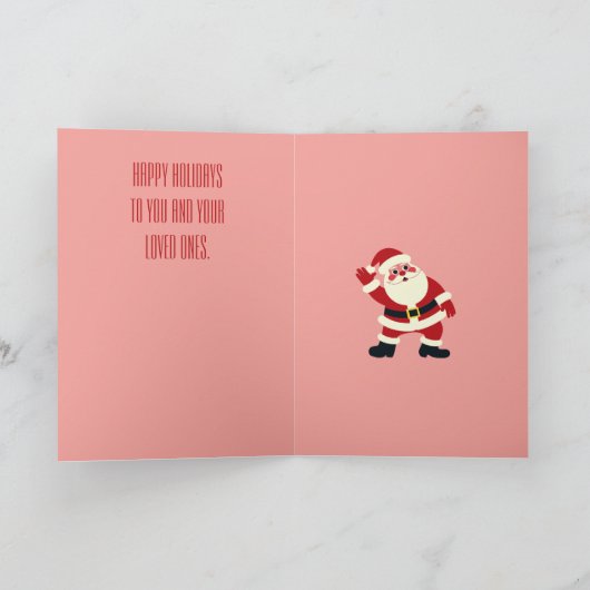 Santa Claus With His Hands On His Hips Being Jolly カード (内部)