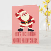 Santa Claus With His Hands On His Hips Being Jolly カード (黄色い花)