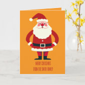 Santa Claus With His Hands On His Hips Being Jolly カード (黄色い花)