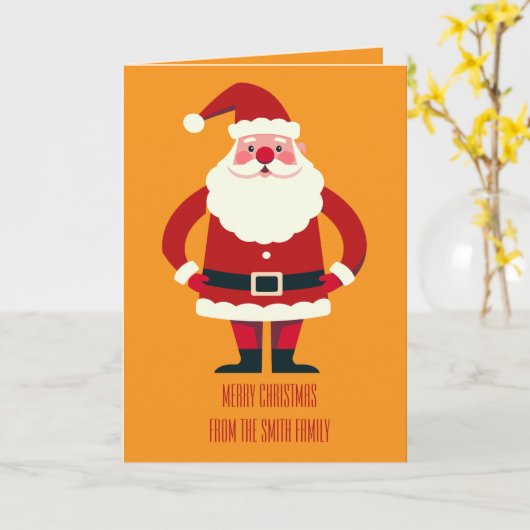 Santa Claus With His Hands On His Hips Being Jolly カード (黄色い花)