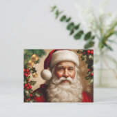 Santa Claus with Holly Berry, Christmas Ornaments シーズンポストカード (スタンド正面)
