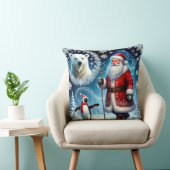 Santa Claus With Polar Bear And Penguin クッション (椅子)