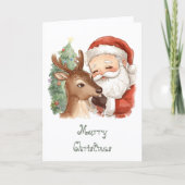 Santa Claus with reindeer & whimsical Christmas カード (正面)
