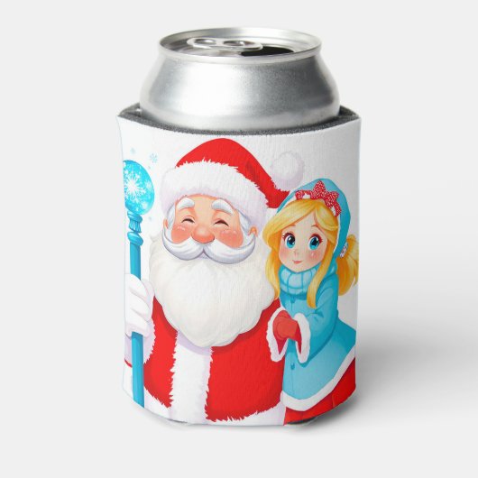 Santa Claus With Snow Maiden in Winter Attire 缶クーラー (缶裏面)
