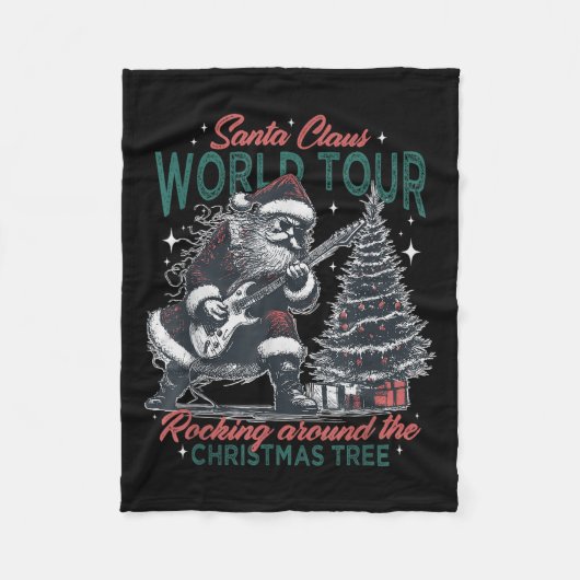 Santa Claus World Tour Rocking Around The Christma フリースブランケット (正面)