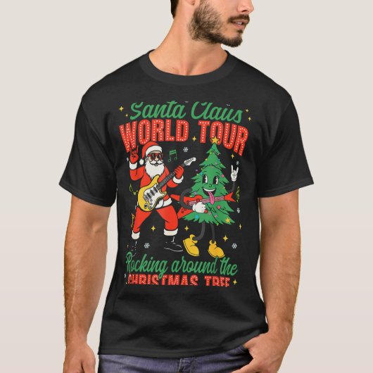 Santa Claus World Tour Rocking Around The Christma Tシャツ (正面)