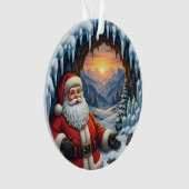 Santa Claus Xmas Ornament 2025 – Winter Scene 2 オーナメント (正面)