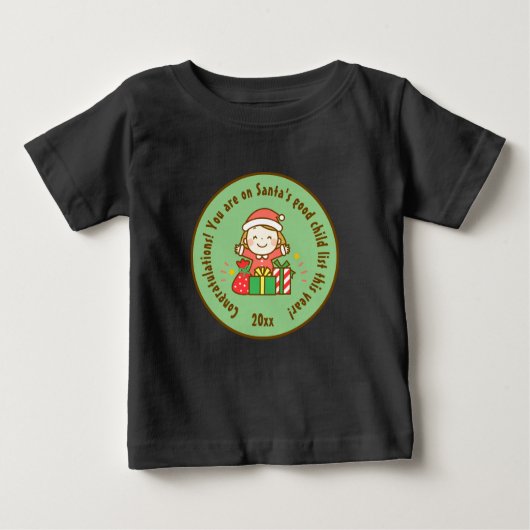 Santa Clauseからのクリスマス・ニース・リスト・キッズ・ギフト ベビーTシャツ (正面)