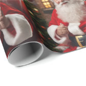Santa Clauseは笑顔で手を振る ラッピングペーパー (ロールコーナー)