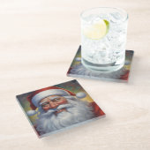Santa Clause Christmas Happy New Year ガラスコースター (アングル)