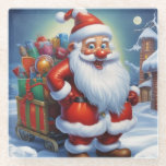 Santa Clause Christmas Happy New Year ガラスコースター<br><div class="desc">デジタルコンピュータアニマルアート – カレッポップ・アートのジアート – Santa Clauseコンピュータイメージ</div>