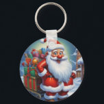 Santa Clause Christmas Happy New Year キーホルダー<br><div class="desc">デジタルコンピュータアニマルアート – カレッポップ・アートのジアート – Santa Clauseコンピュータイメージ</div>