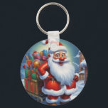Santa Clause Christmas Happy New Year キーホルダー<br><div class="desc">デジタルコンピュータアニマルアート – カレッポップ・アートのジアート – Santa Clauseコンピュータイメージ</div>