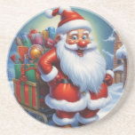 Santa Clause Christmas Happy New Year コースター<br><div class="desc">デジタルコンピュータアニマルアート – カレッポップ・アートのジアート – Santa Clauseコンピュータイメージ</div>