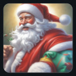 Santa Clause Christmas Happy New Year スクエアシール<br><div class="desc">デジタルコンピュータアニマルアート – カレッポップ・アートのジアート – Santa Clauseコンピュータイメージ</div>