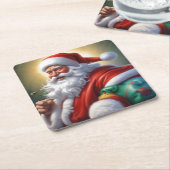 Santa Clause Christmas Happy New Year スクエアペーパーコースター (アングル)