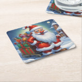 Santa Clause Christmas Happy New Year スクエアペーパーコースター (アングル)